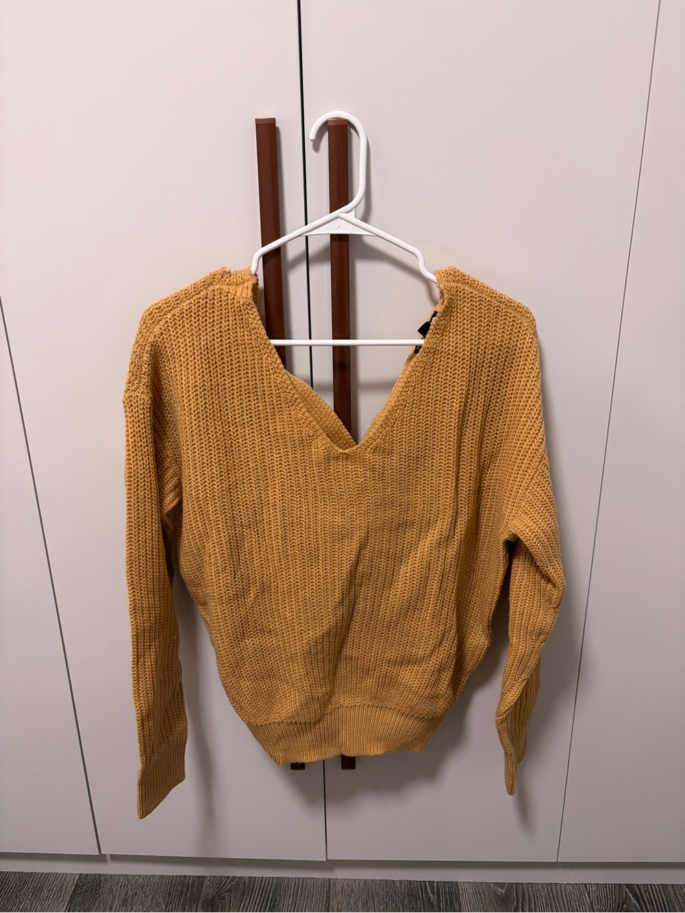 Fashion Nova V-Neck Chunky Knit Sweater - Mustard Yellow